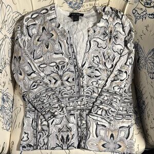 White House Black Market Elegant Monochrome Patterned With Accents SZ L